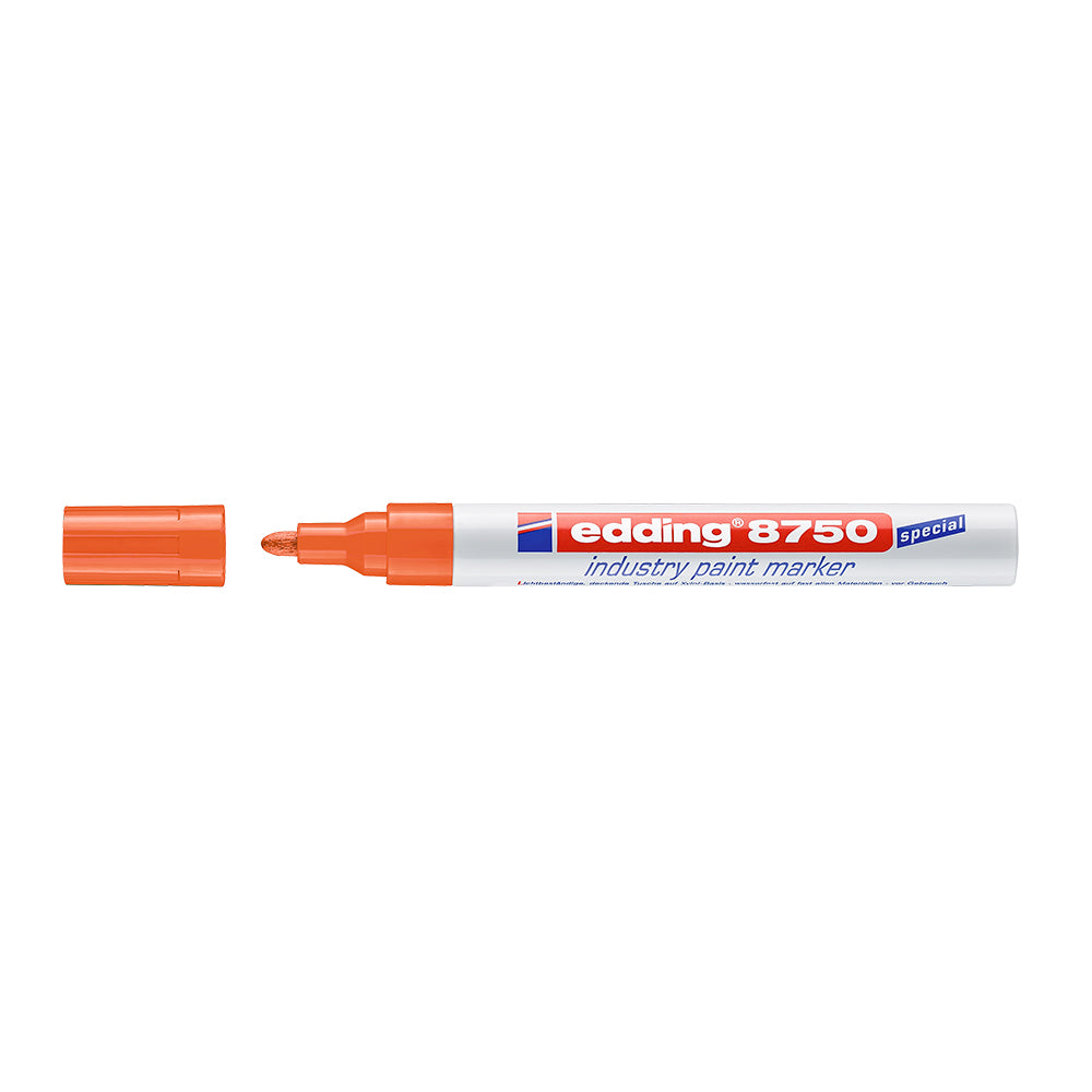 Marker Edding 8750, cu vopsea, corp metalic, varf rotund 2-4mm,portocaliu Marker Edding 8750, cu vopsea, corp metalic, varf rotund 2-4mm,portocaliu